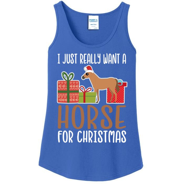 Cute Christmas Horse I Want A Horse Gift Ladies Essential Tank