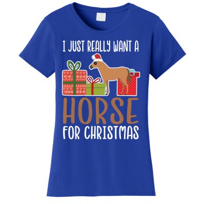 Cute Christmas Horse I Want A Horse Gift Women's T-Shirt