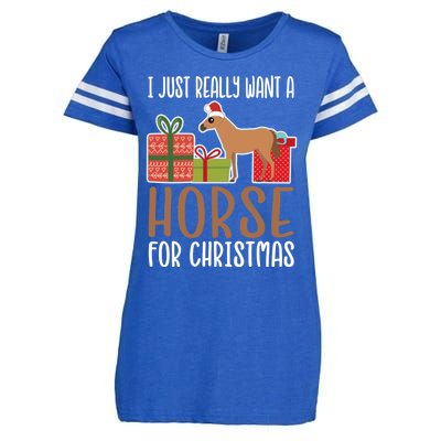 Cute Christmas Horse I Want A Horse Gift Enza Ladies Jersey Football T-Shirt