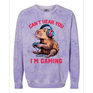 Capybara CanT Hear You IM Gaming Funny Gamer Gift Colorblast Crewneck Sweatshirt