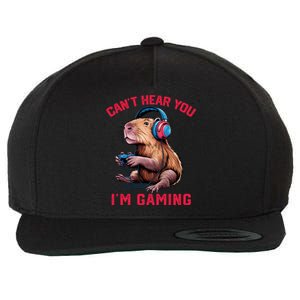 Capybara CanT Hear You IM Gaming Funny Gamer Gift Wool Snapback Cap