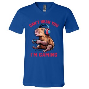 Capybara CanT Hear You IM Gaming Funny Gamer Gift V-Neck T-Shirt