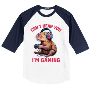 Capybara CanT Hear You IM Gaming Funny Gamer Gift Baseball Sleeve Shirt