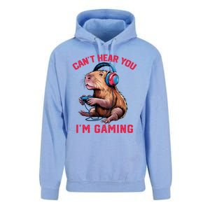 Capybara CanT Hear You IM Gaming Funny Gamer Gift Unisex Surf Hoodie