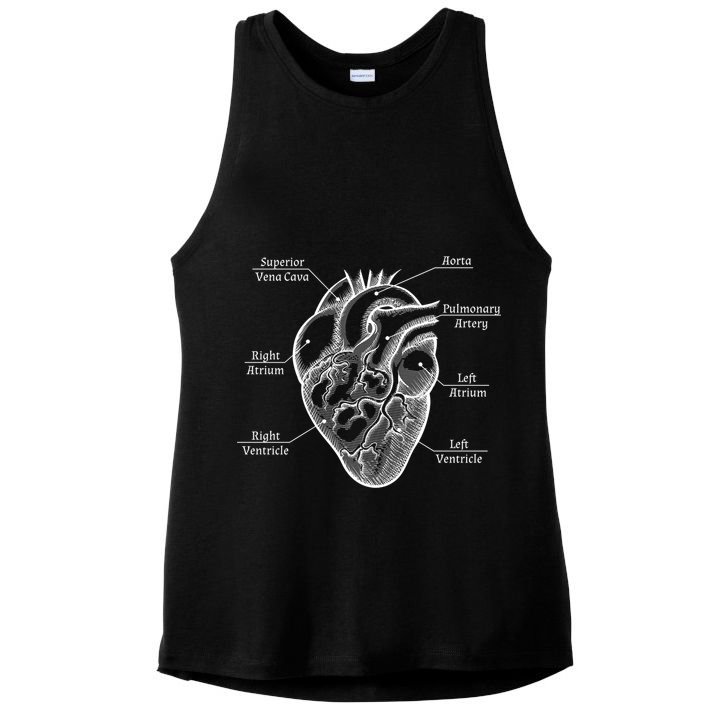 Cardiology Cardiologist Heart Anatomy Distressed Gift Ladies PosiCharge Tri-Blend Wicking Tank