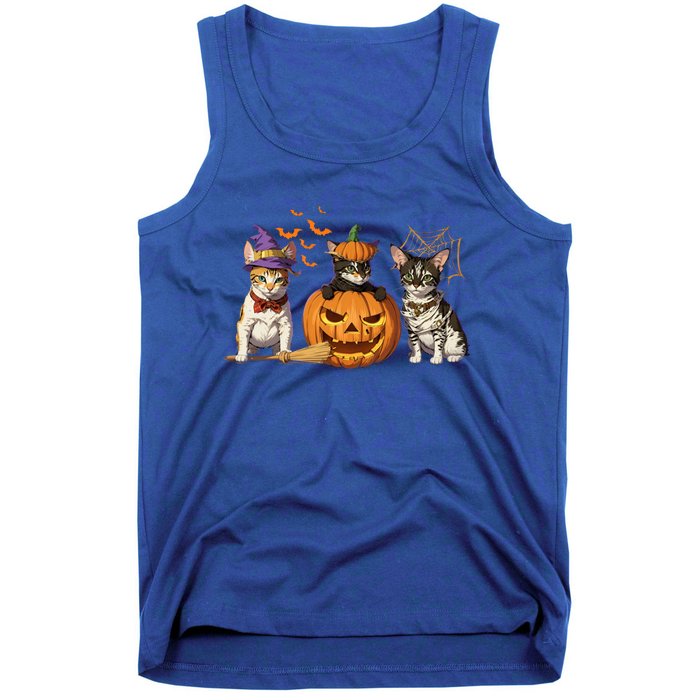 Cute Cat Halloween Witch Mummy Pumpkin Funny Cat Lover Gift Tank Top