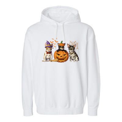 Cute Cat Halloween Witch Mummy Pumpkin Funny Cat Lover Gift Garment-Dyed Fleece Hoodie