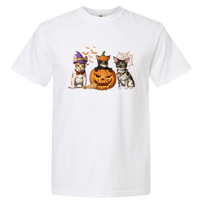 Cute Cat Halloween Witch Mummy Pumpkin Funny Cat Lover Gift Garment-Dyed Heavyweight T-Shirt