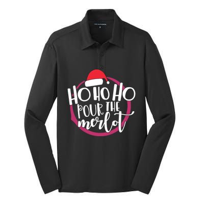 Christmas Costume Ho Ho Ho Pour The Merlot Xmas Cool Gift Silk Touch Performance Long Sleeve Polo