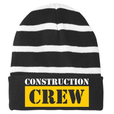 Construction Crew Highway Worker Striped Beanie with Solid Band