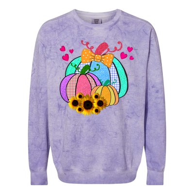 Colorful Cute Halloween Sunflower Pumpkin Colorblast Crewneck Sweatshirt