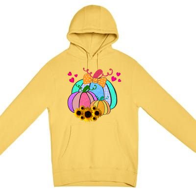 Colorful Cute Halloween Sunflower Pumpkin Premium Pullover Hoodie