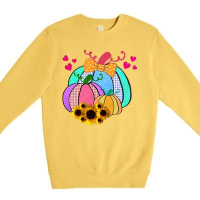 Colorful Cute Halloween Sunflower Pumpkin Premium Crewneck Sweatshirt