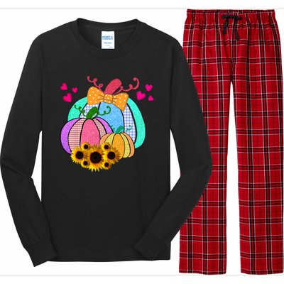 Colorful Cute Halloween Sunflower Pumpkin Long Sleeve Pajama Set