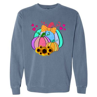 Colorful Cute Halloween Sunflower Pumpkin Garment-Dyed Sweatshirt