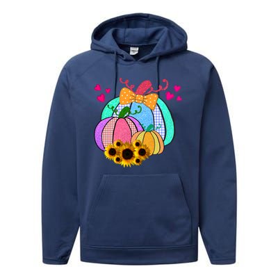 Colorful Cute Halloween Sunflower Pumpkin Performance Fleece Hoodie