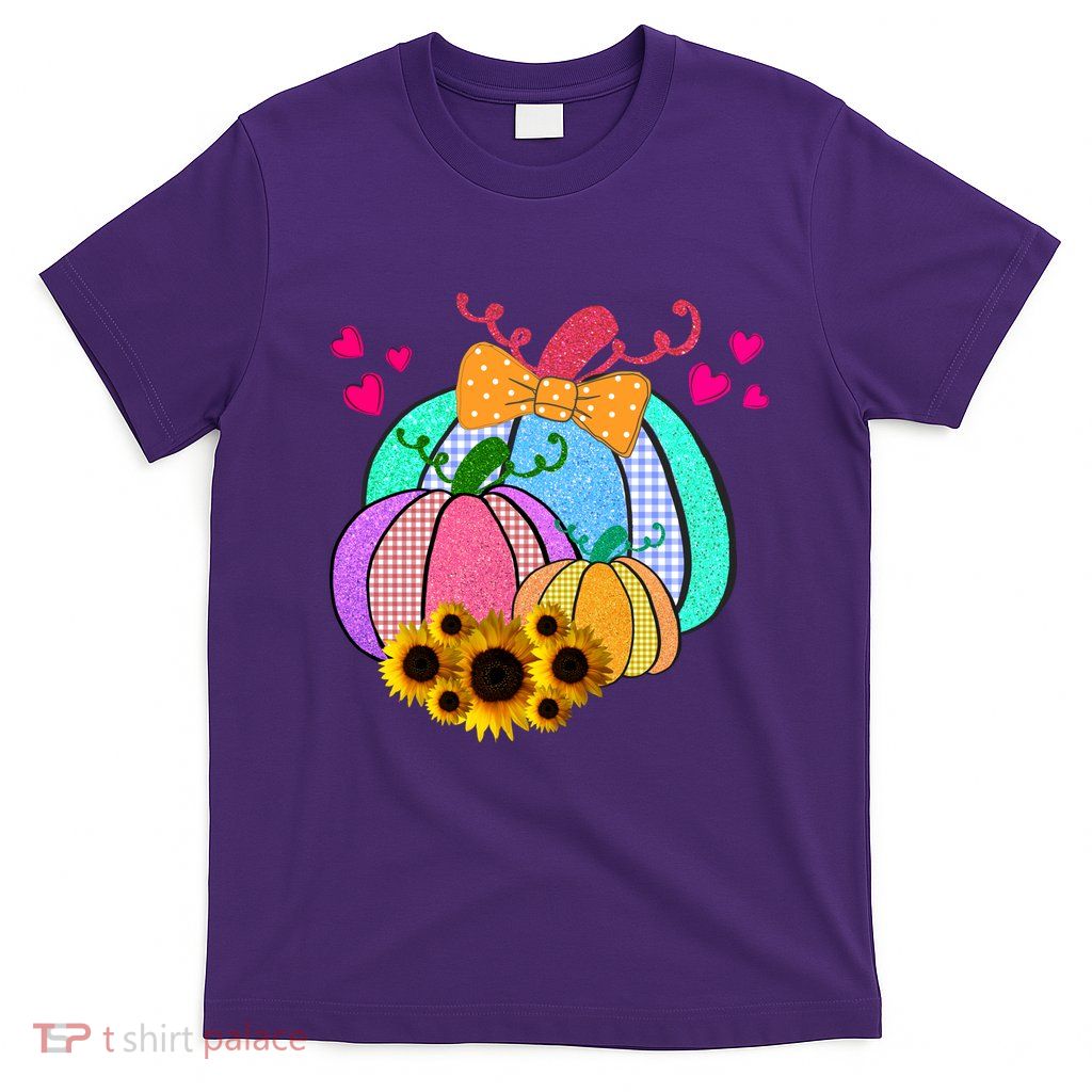 Colorful Cute Halloween Sunflower Pumpkin T-Shirt
