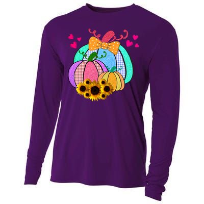 Colorful Cute Halloween Sunflower Pumpkin Cooling Performance Long Sleeve Crew