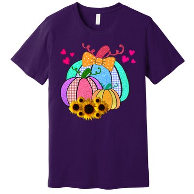 Colorful Cute Halloween Sunflower Pumpkin Premium T-Shirt