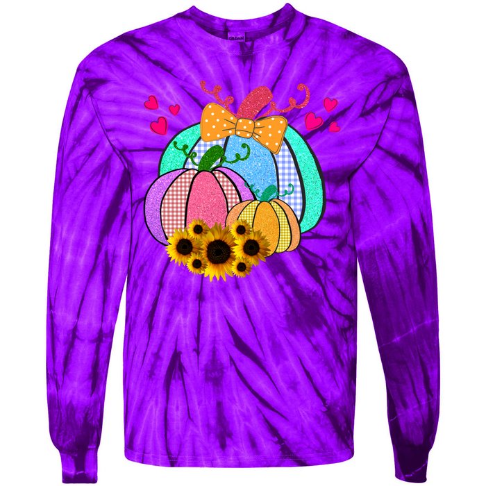 Colorful Cute Halloween Sunflower Pumpkin Tie-Dye Long Sleeve Shirt