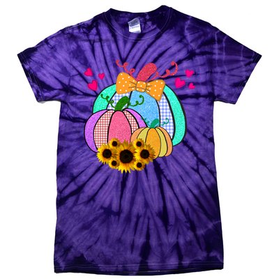 Colorful Cute Halloween Sunflower Pumpkin Tie-Dye T-Shirt