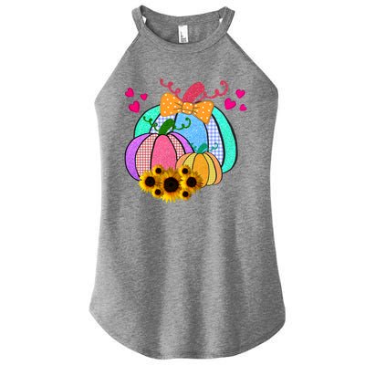 Colorful Cute Halloween Sunflower Pumpkin Women’s Perfect Tri Rocker Tank