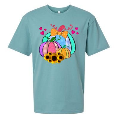 Colorful Cute Halloween Sunflower Pumpkin Sueded Cloud Jersey T-Shirt