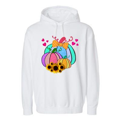 Colorful Cute Halloween Sunflower Pumpkin Garment-Dyed Fleece Hoodie