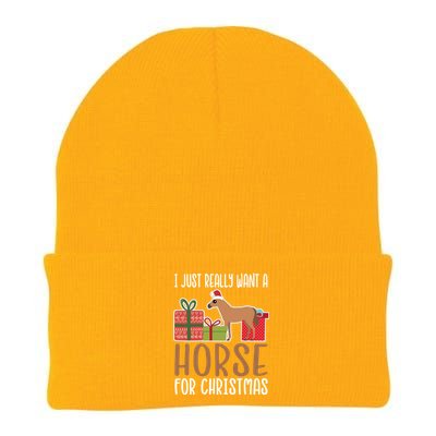 Cute Christmas Horse I Want A Horse Gift Knit Cap Winter Beanie