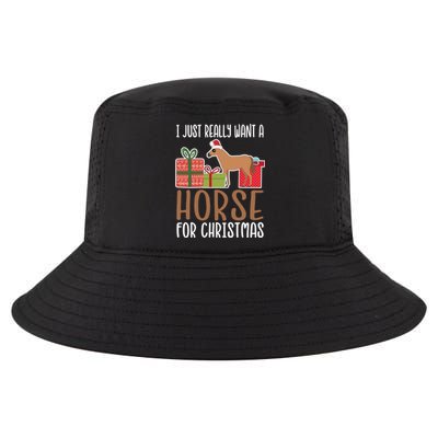 Cute Christmas Horse I Want A Horse Gift Cool Comfort Performance Bucket Hat