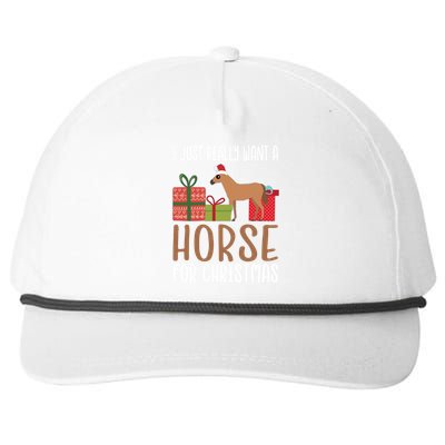 Cute Christmas Horse I Want A Horse Gift Snapback Five-Panel Rope Hat