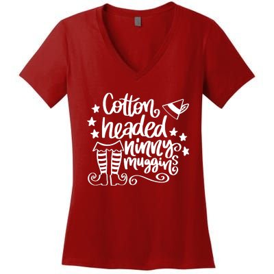 Christmas Cotton Headed Ninny Muggins Women's V-Neck T-Shirt