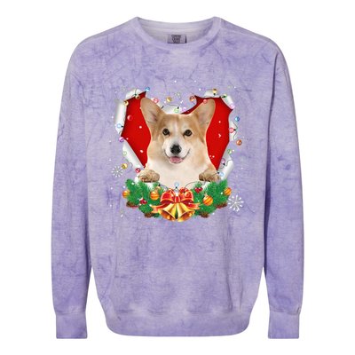 Corgi Christmas Heart Santa Dog Lovers Ugly Sweater Xmas Gift Colorblast Crewneck Sweatshirt