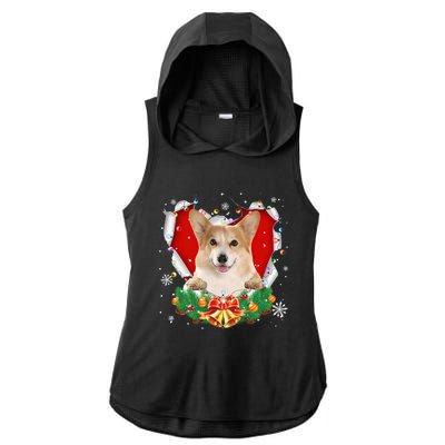 Corgi Christmas Heart Santa Dog Lovers Ugly Sweater Xmas Gift Ladies PosiCharge Tri-Blend Wicking Draft Hoodie Tank