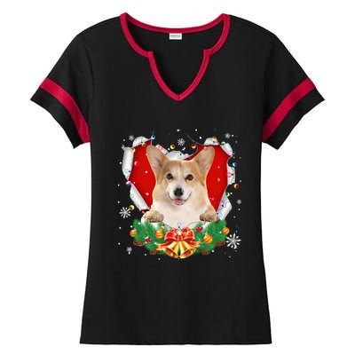 Corgi Christmas Heart Santa Dog Lovers Ugly Sweater Xmas Gift Ladies Halftime Notch Neck Tee