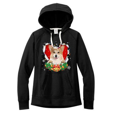 Corgi Christmas Heart Santa Dog Lovers Ugly Sweater Xmas Gift Women's Fleece Hoodie