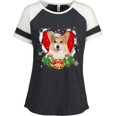 Corgi Christmas Heart Santa Dog Lovers Ugly Sweater Xmas Gift Enza Ladies Jersey Colorblock Tee