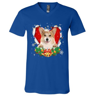 Corgi Christmas Heart Santa Dog Lovers Ugly Sweater Xmas Gift V-Neck T-Shirt