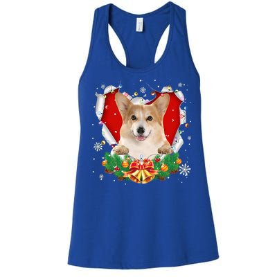 Corgi Christmas Heart Santa Dog Lovers Ugly Sweater Xmas Gift Women's Racerback Tank