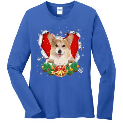 Corgi Christmas Heart Santa Dog Lovers Ugly Sweater Xmas Gift Ladies Long Sleeve Shirt