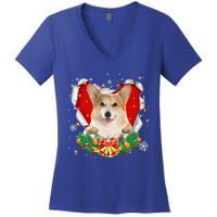 Corgi Christmas Heart Santa Dog Lovers Ugly Sweater Xmas Gift Women's V-Neck T-Shirt