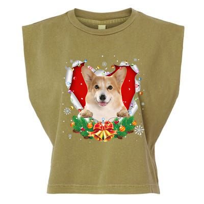 Corgi Christmas Heart Santa Dog Lovers Ugly Sweater Xmas Gift Garment-Dyed Women's Muscle Tee