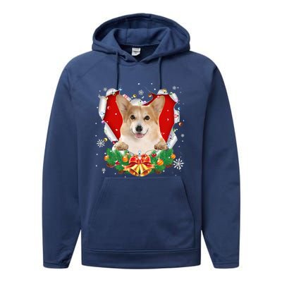 Corgi Christmas Heart Santa Dog Lovers Ugly Sweater Xmas Gift Performance Fleece Hoodie