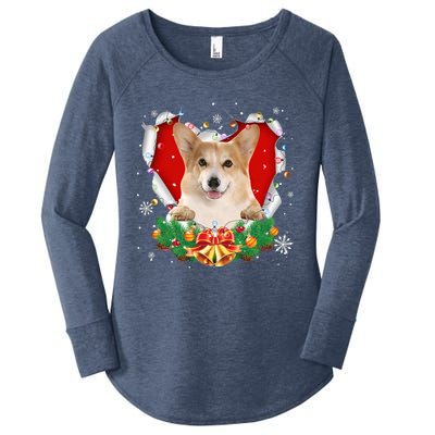 Corgi Christmas Heart Santa Dog Lovers Ugly Sweater Xmas Gift Women's Perfect Tri Tunic Long Sleeve Shirt