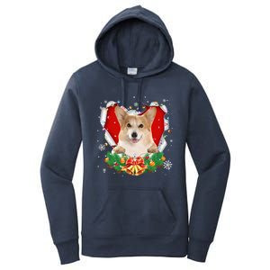 Corgi Christmas Heart Santa Dog Lovers Ugly Sweater Xmas Gift Women's Pullover Hoodie