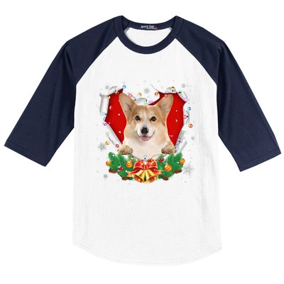 Corgi Christmas Heart Santa Dog Lovers Ugly Sweater Xmas Gift Baseball Sleeve Shirt