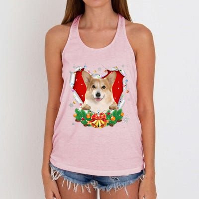 Corgi Christmas Heart Santa Dog Lovers Ugly Sweater Xmas Gift Women's Knotted Racerback Tank