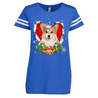 Corgi Christmas Heart Santa Dog Lovers Ugly Sweater Xmas Gift Enza Ladies Jersey Football T-Shirt