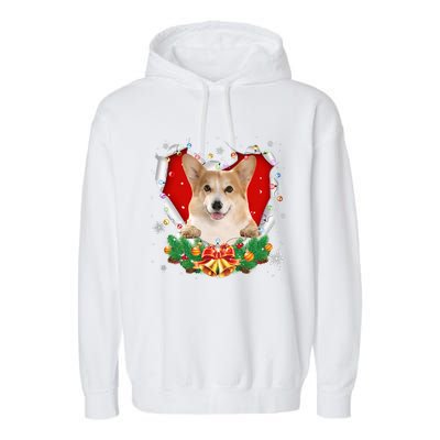 Corgi Christmas Heart Santa Dog Lovers Ugly Sweater Xmas Gift Garment-Dyed Fleece Hoodie