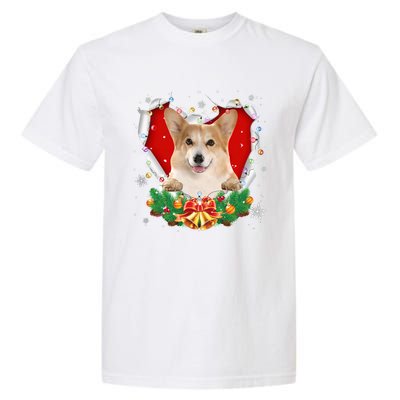 Corgi Christmas Heart Santa Dog Lovers Ugly Sweater Xmas Gift Garment-Dyed Heavyweight T-Shirt